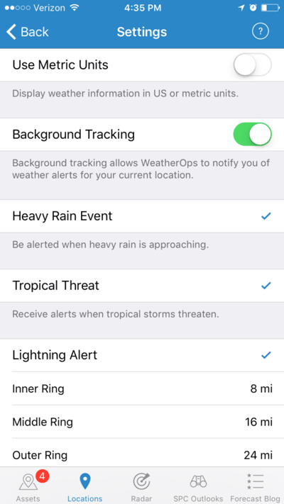 Settings Screen